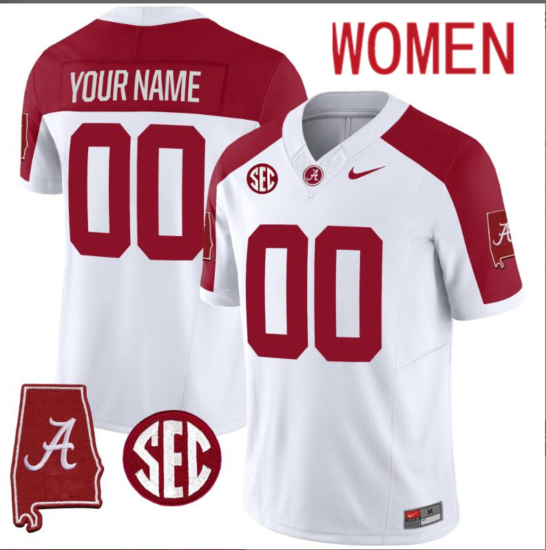 Women Alabama Crimson Tide Vapor Limited white Custom 2024 Nike NCAA Jersey 5